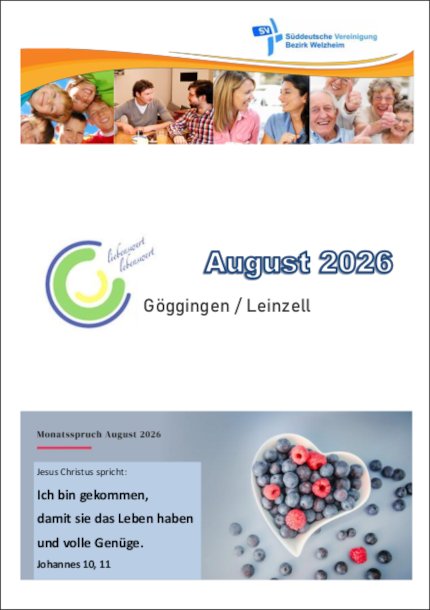 Monatsprogramm August 2026 Monatsprogramm August 2026